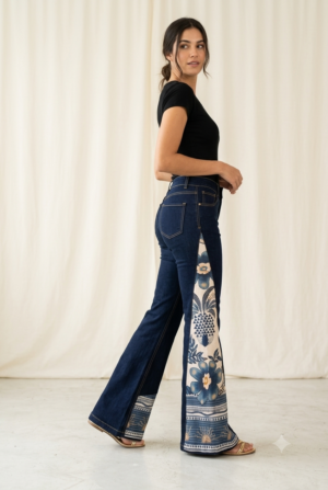 Calça com floral.